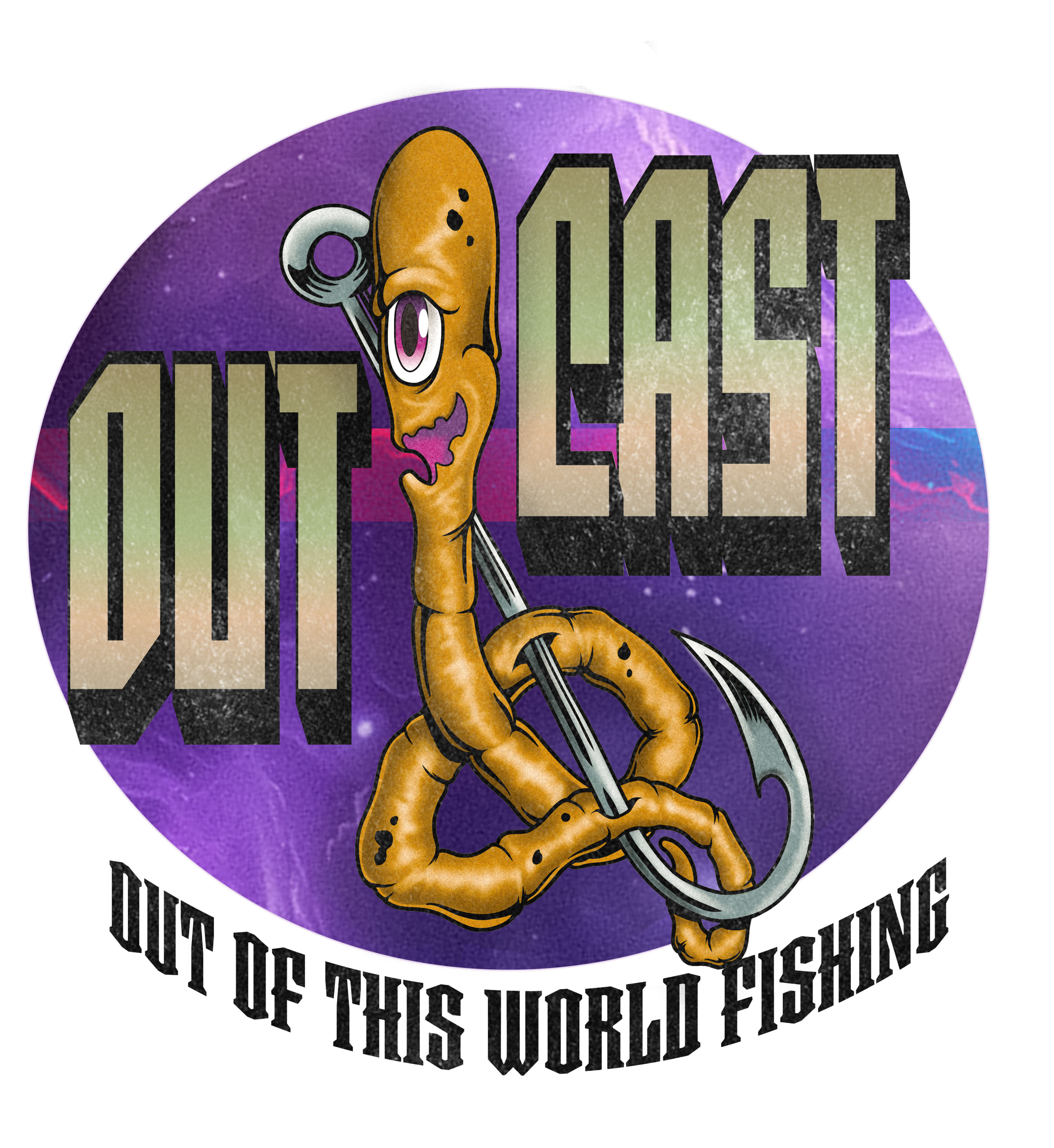 Out-Cast worm mascot illustration